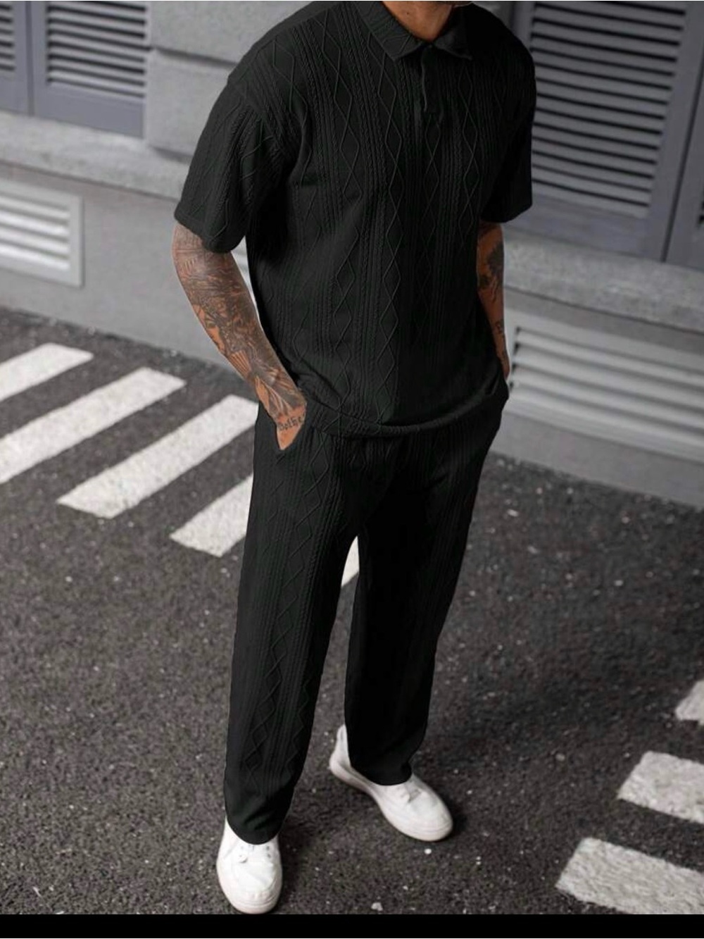 Brand new Men's Black Knit Casual Pants - Sleek Everyday Style size L